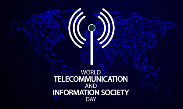 Dia Mundial Das Telecomunicações Sociedade Informação Wifi Ilustração Arte Vetorial — Vetor de Stock