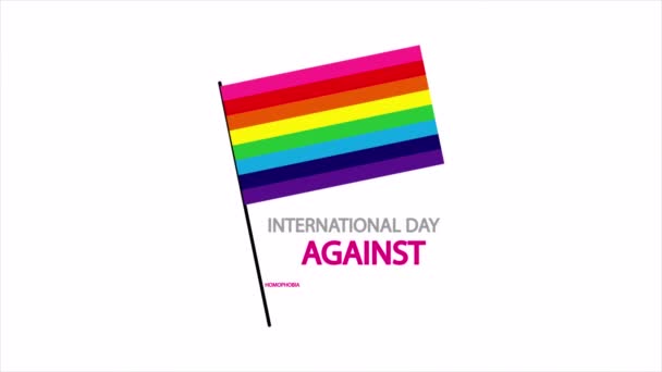 Homofobia Contra Día Internacional Del Asta Bandera Ilustración Video Arte — Vídeos de Stock