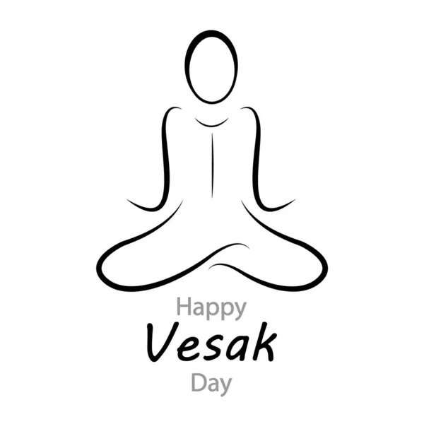 Vesak Day Happy Buddha Birthday Lotus Position Vector Art Illustration — 图库矢量图片