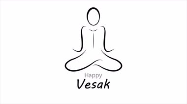 Vesak günü Mutlu Buda doğum günü lotus pozisyonu, sanat videosu illüstrasyonu.