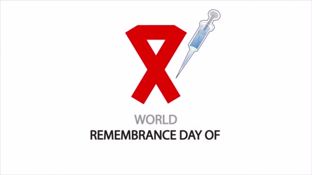 Dia Das Vítimas Dia Lembrança Aids Fita Mundial Ilustração Vídeo — Vídeo de Stock