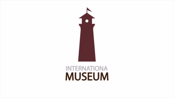 Dag Van Het Museum Internationale Vuurtoren Illustratie Van Kunstvideo — Stockvideo