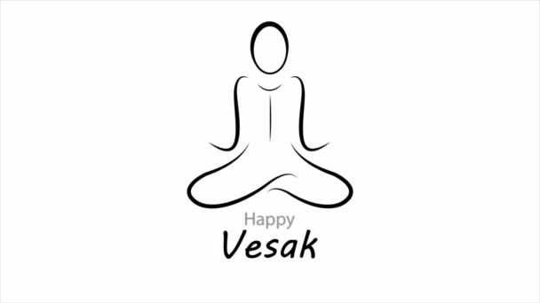 Vesak Day Happy Buddha Birthday Lotus Position Art Video Illustration — Stock Video