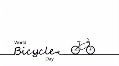 Bisiklet günü dünya çizgisel afişi, sanat video illüstrasyonu.