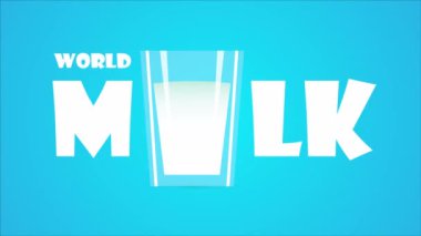 Süt günü dünya cam tipografisi, sanat videosu illüstrasyonu.