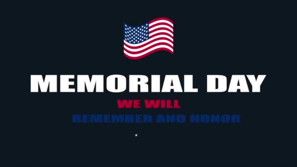 Memorial Day Usa Remember Honor Typography Art Video Illustration — 비디오