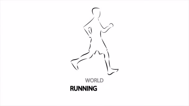 Running Day World Line Runner Art Video Illustration — Stock video