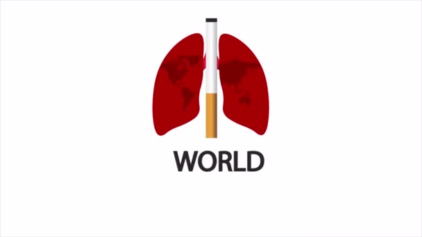 Tabák Žádný Světový Den Plíce Cigarety Umělecké Video Ilustrace — Stock video