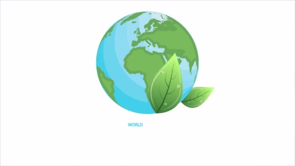 有树叶的环境日世界行星 艺术视频插图 — 图库视频影像