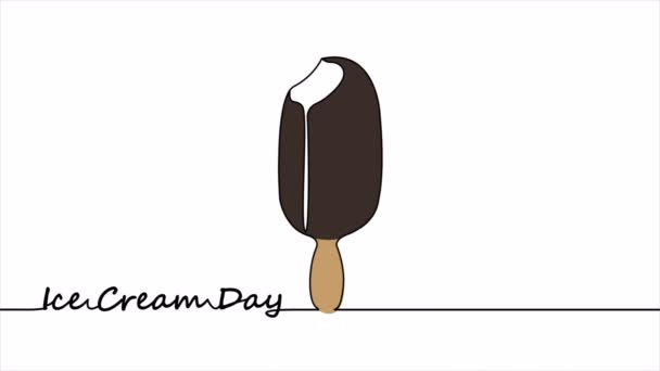 Мороженое День Линия Арт Видео Иллюстрация — стоковое видео