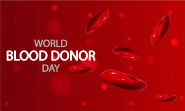 Kan Bağışı Günü Kan hücrelerinin dünya akışı, vektör sanatı çizimi.