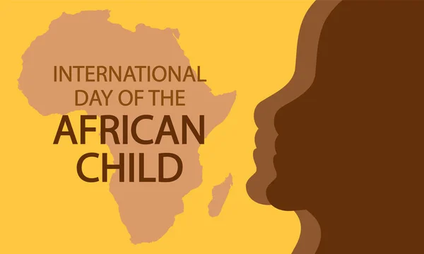 Africký Dětský Mezinárodní Den Dětská Hlava Kontinent Vektorové Umění Ilustrace — Stockový vektor