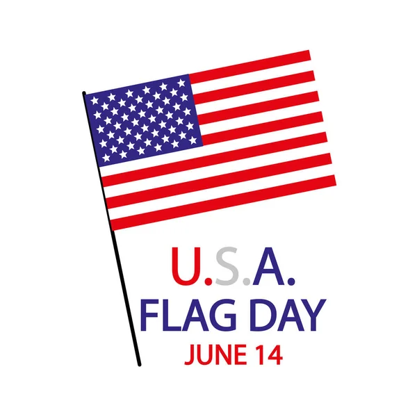 American Flag Day Usa Flagpole Vector Art Illustration — стоковий вектор