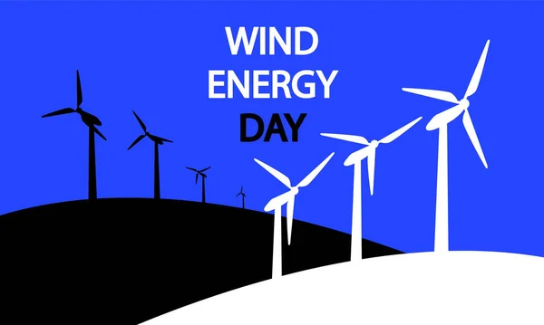 Windenergie Tag Windmühlen Vektorkunst Illustration — Stockvektor