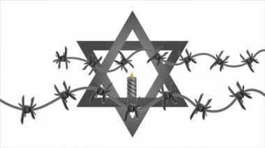 2. Dünya Savaşı 'ndaki Yahudi Soykırımını Anma Günü, sanat videosu illüstrasyonu.