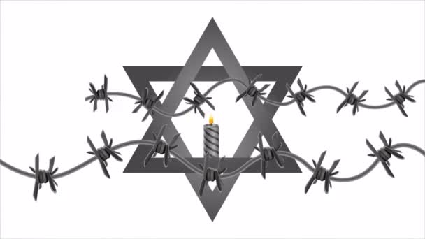 Dagen För Minnet Det Judiska Folkmordet Andra Världskriget Illustration Konstvideon — Stockvideo