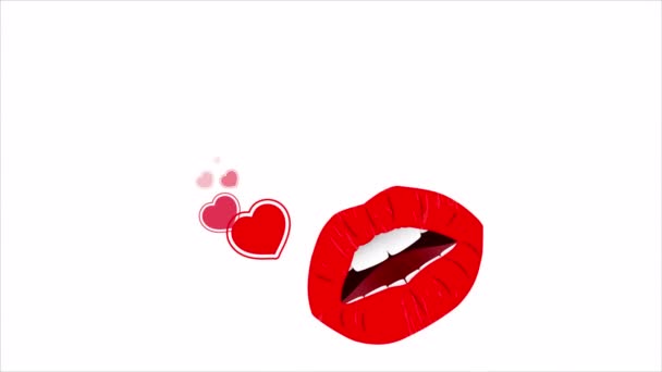 День Поцілунку Світові Губи Серце Ілюстрація Художнього Відео — стокове відео