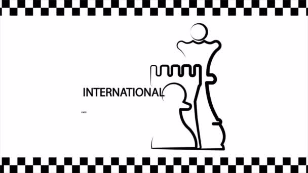 Banner Internacional Dia Xadrez Ilustração Vídeo Arte — Vídeo de Stock