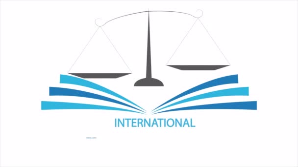 Trestní Soudnictví Den Mezinárodní Váhy Knihy Art Video Ilustrace — Stock video