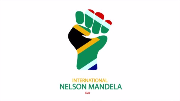 Nelson Mandela Day Internationell Flagga Färg Hand Konst Video Illustration — Stockvideo