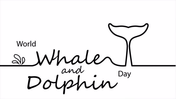 Día Ballena Delfín Mundial Lineal Ilustración Vídeo Arte — Vídeos de Stock
