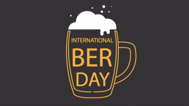 Journée Bière Tasse Internationale Typographie Illustration Vidéo Art — Video