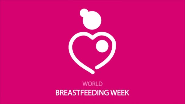 Borstvoeding Week Wereld Moeder Baby Hartvormig Kunst Video Illustratie — Stockvideo