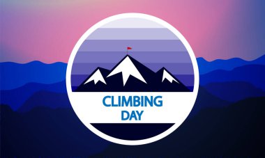 Dağın zirvesine bayrak, vektör sanat çizimi ile tırmanmak.