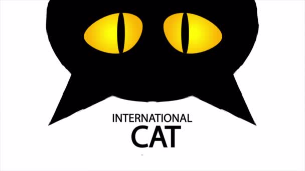 Dia Gato Cabeça Internacional Ilustração Vídeo Arte — Vídeo de Stock
