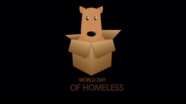 Obdachlose Tiere Tag Hund Einer Box Kunst Video Illustration — Stockvideo