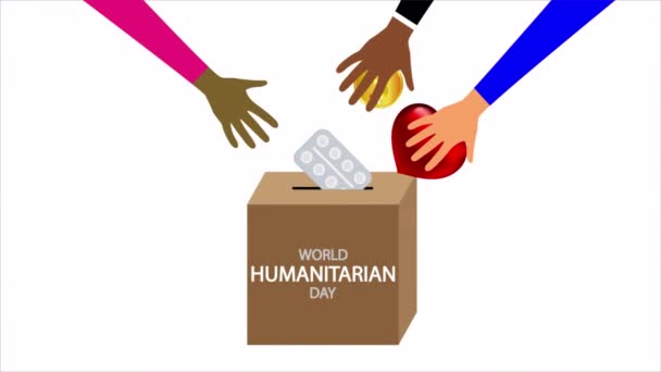 Humanitárius Nap Világadománygyűjtő Doboz Művészeti Videó Illusztráció — Stock videók