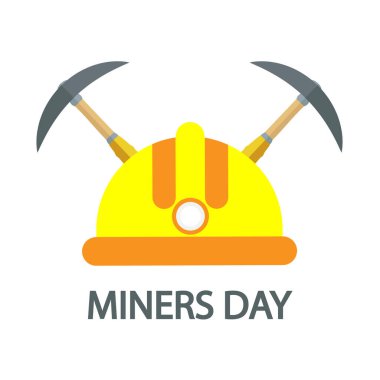 Madenciler Günü miğferi ve kazması, vektör çizimi.