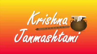 Krishna janmashtami Hint bayramı tipografisi, sanat videosu illüstrasyonu.