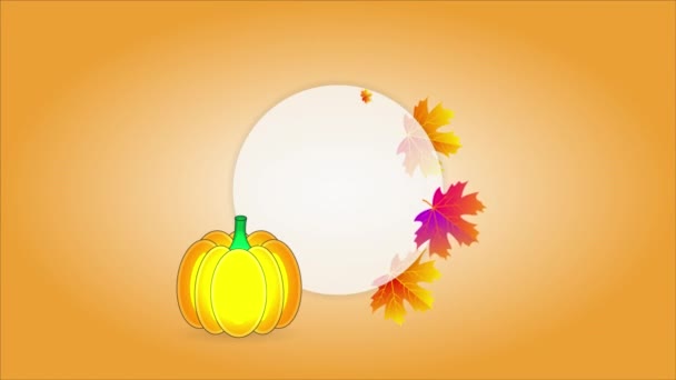 Jesienny Okrągły Sztandar Dyni Jesiennych Liści Sztuka Wideo Ilustracja — Wideo stockowe