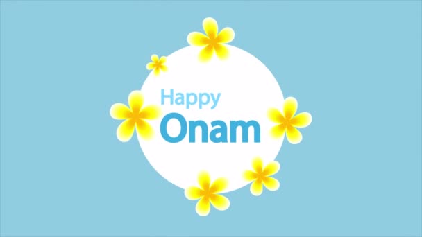 Onam Φεστιβάλ Ευτυχισμένη Indian Λουλούδι Στολίδι Τέχνη Εικονογράφηση Βίντεο — Αρχείο Βίντεο