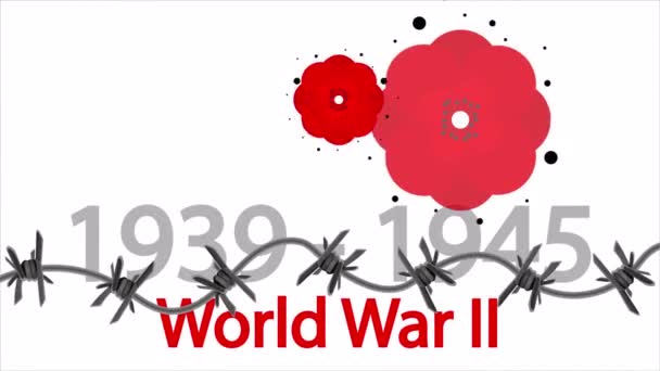 Segunda Guerra Mundial Que Comienza Flores Ilustración Del Vídeo Del — Vídeos de Stock