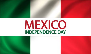 Meksika 'nın bağımsızlık günü bayrak tipografisi, vektör sanat illüstrasyonu.