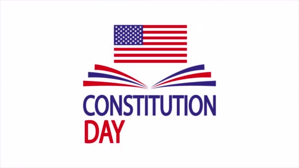 Día Constitución Banner Libro Estados Unidos Ilustración Video Arte — Vídeo de stock