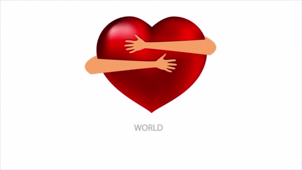 Hart Dag Wereld Armen Kunst Video Illustratie — Stockvideo