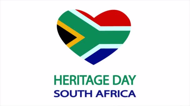 Ημέρα Πολιτιστικής Κληρονομιάς Της Νότιας Αφρικής Καρδιά Εικονογράφηση Βίντεο Τέχνης — Αρχείο Βίντεο