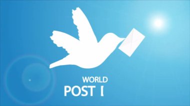 Post day world dove with letter, art video illüstrasyon.