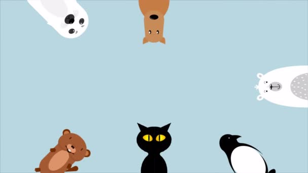 Hayvanlar Günü Çizgi Filmi Sanat Videosu Illüstrasyonu — Stok video