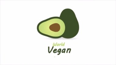 Vegan günü avokadosu, sanat videosu illüstrasyonu.
