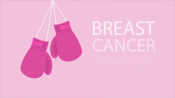 Breast Cancer Awareness Month Boxing Gloves Art Video Illustration — Stock Video