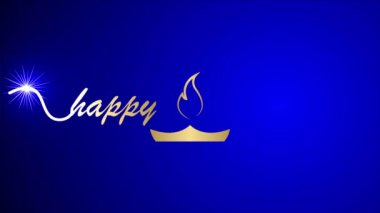 Diwali Happy festivali tipografi yağı lambası, sanat videosu illüstrasyonu.