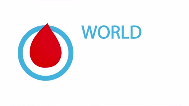Diabetes Tag Weltmedizinisches Symbol Roter Blutstropfen Blauem Rundrahmen Kunstvideoillustration — Stockvideo