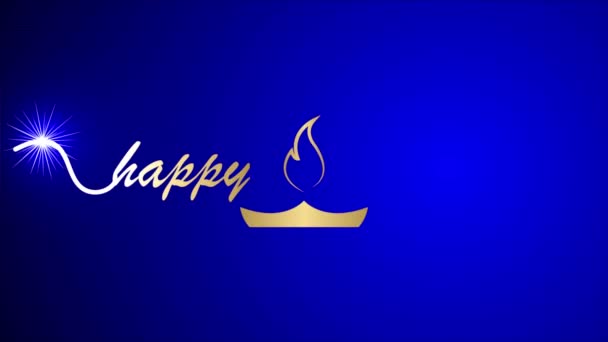 Diwali Happy Festival Typography Oil Lamp Art Video Illustration — Stock Video