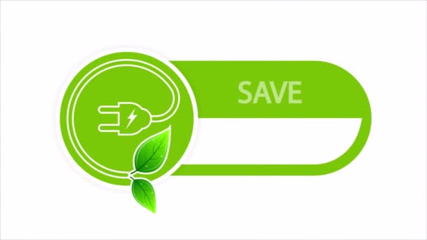 Energiesparendes Grünes Blatt Symbol Kunst Video Illustration — Stockvideo