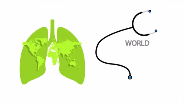 Welt Lungenentzündungstag Grün Kunst Video Illustration — Stockvideo