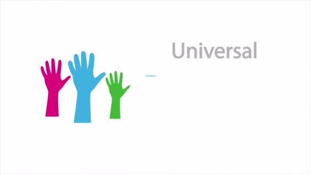 Kinderen Dag Universele Handen Typografie Kunst Video Illustratie — Stockvideo